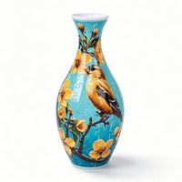 （Blue/bird）3D Vase Puzzle with Water-Holding Insert – Buildable Flower Vase
